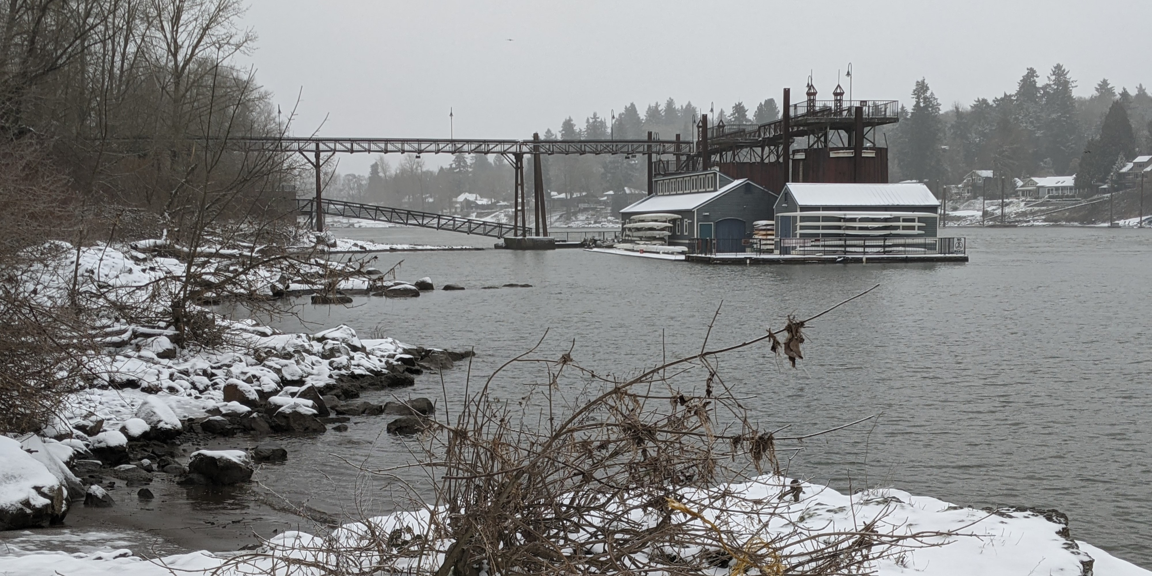 Snow on the Willamette River